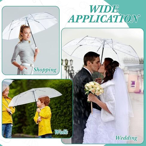 Clear Canopy, Automatic Open Close Folding Transparent Travel Umbrellas for Rain, Wedding Clear Umbrella for Women Men in Saudi Arabia