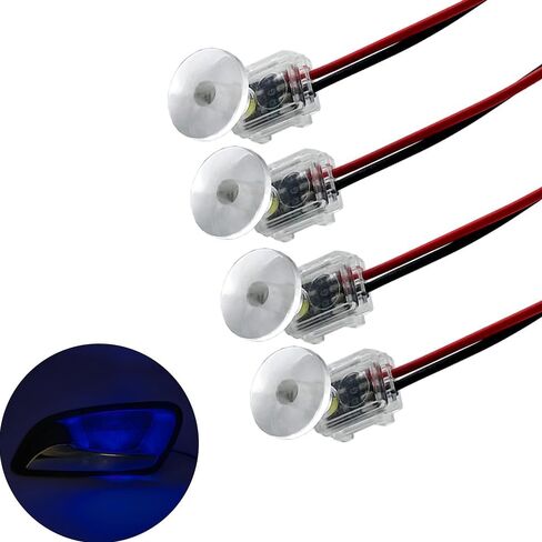 4pcs Red Car Door Light,Flush Mount 12V LED Light for Bumper Grille Cars Interior Dash Ambient Lighting Motorcycle Door Bowl Lamp LED Indicator Light Transparent Shell Light Guide Light Source in Kuwait