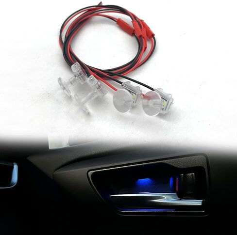 4pcs Red Car Door Light,Flush Mount 12V LED Light for Bumper Grille Cars Interior Dash Ambient Lighting Motorcycle Door Bowl Lamp LED Indicator Light Transparent Shell Light Guide Light Source in Kuwait