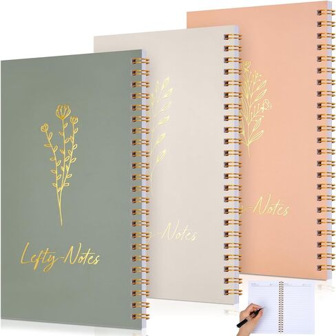 Lewtemi Small 3 Pieces Left Handed Notebook 8 x 5 Inch Small Lefty Spiral Notebooks Wire Bound Paper Journal for College Subject Office Worker Supplies Easier Use, 100 Page(Soft Color) in Saudi Arabia