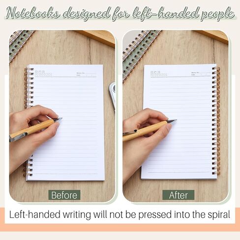 Lewtemi Small 3 Pieces Left Handed Notebook 8 x 5 Inch Small Lefty Spiral Notebooks Wire Bound Paper Journal for College Subject Office Worker Supplies Easier Use, 100 Page(Soft Color) in Saudi Arabia