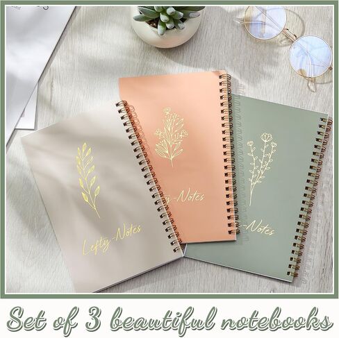 Lewtemi Small 3 Pieces Left Handed Notebook 8 x 5 Inch Small Lefty Spiral Notebooks Wire Bound Paper Journal for College Subject Office Worker Supplies Easier Use, 100 Page(Soft Color) in Saudi Arabia