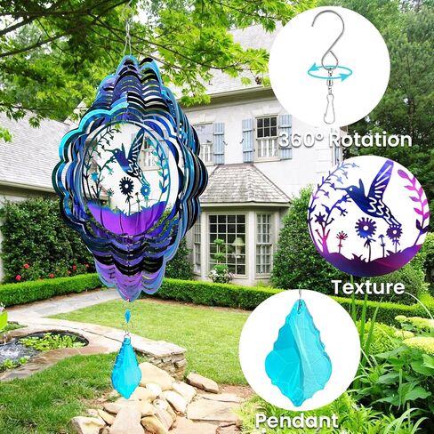 Wind Spinner, Hanging Wind Sculptures,Wind Spinners for Yard and Garden Decor,Yard Decorations Outdoor,Hanging Art Ornaments for Garden Yard Balcony Decor (Rainbow Heart) in Kuwait