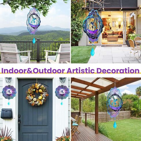 Wind Spinner, Hanging Wind Sculptures,Wind Spinners for Yard and Garden Decor,Yard Decorations Outdoor,Hanging Art Ornaments for Garden Yard Balcony Decor (Rainbow Heart) in Kuwait
