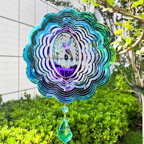 Wind Spinner, Hanging Wind Sculptures,Wind Spinners for Yard and Garden Decor,Yard Decorations Outdoor,Hanging Art Ornaments for Garden Yard Balcony Decor (Rainbow Heart) in Kuwait