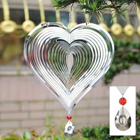 Wind Spinner, Hanging Wind Sculptures,Wind Spinners for Yard and Garden Decor,Yard Decorations Outdoor,Hanging Art Ornaments for Garden Yard Balcony Decor (Rainbow Heart) in Kuwait
