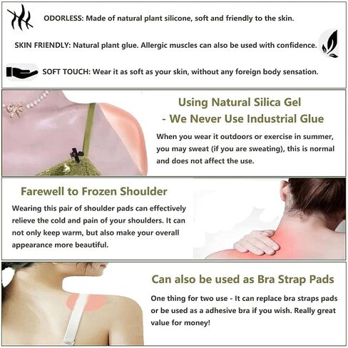 Shoulder Pads for Womens Clothing, Invisible Shoulder Pads with Velcro, Anti-Slip Shoulder Pads for Dresses, Breathable Shoulder Enhancer Reusable (Transparent/Pink) in Saudi Arabia