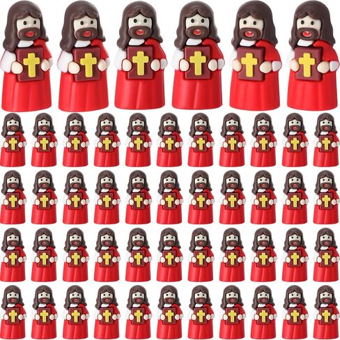 50 Pcs Mini Jesus Figures Bulk Jesus Loves You Figurines to Hide and Seek Bright Little Jesus Christian Party Favors Christmas Sunday Religious Church Gift for Easter Egg Stuff(Colorful) in Saudi Arabia