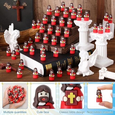 50 Pcs Mini Jesus Figures Bulk Jesus Loves You Figurines to Hide and Seek Bright Little Jesus Christian Party Favors Christmas Sunday Religious Church Gift for Easter Egg Stuff(Colorful) in Saudi Arabia