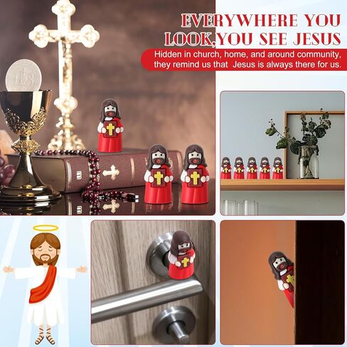 50 Pcs Mini Jesus Figures Bulk Jesus Loves You Figurines to Hide and Seek Bright Little Jesus Christian Party Favors Christmas Sunday Religious Church Gift for Easter Egg Stuff(Colorful) in Saudi Arabia