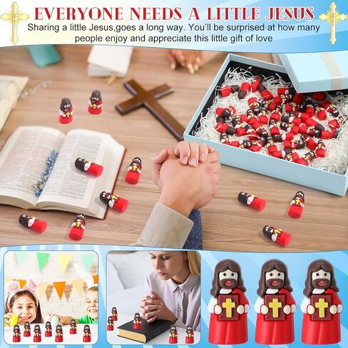 50 Pcs Mini Jesus Figures Bulk Jesus Loves You Figurines to Hide and Seek Bright Little Jesus Christian Party Favors Christmas Sunday Religious Church Gift for Easter Egg Stuff(Colorful) in Saudi Arabia