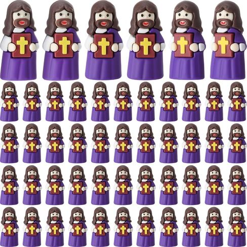50 Pcs Mini Jesus Figures Bulk Jesus Loves You Figurines to Hide and Seek Bright Little Jesus Christian Party Favors Christmas Sunday Religious Church Gift for Easter Egg Stuff(Colorful) in Saudi Arabia