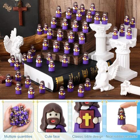 50 Pcs Mini Jesus Figures Bulk Jesus Loves You Figurines to Hide and Seek Bright Little Jesus Christian Party Favors Christmas Sunday Religious Church Gift for Easter Egg Stuff(Colorful) in Saudi Arabia