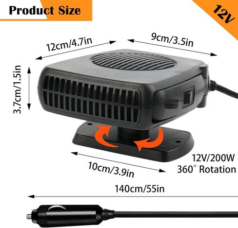 سخان السيارة، 12 فولت 200 وات 2 في 1، سخان سيارة محمول، تسخين سريع، تذويب سريع، مزيل الضباب، مروحة تبريد حرارية، مجفف تلقائي، مزيل الصقيع للزجاج الأمامي، في ولاعة السجائر in Kuwait