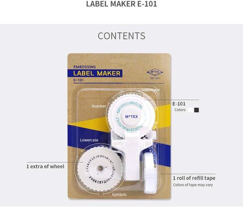 Motex Embossing Label Maker, Labeling Tool, Old School Label Maker, for Manual Label Embossing- E-101 (1 Wheel, Black) in Saudi Arabia