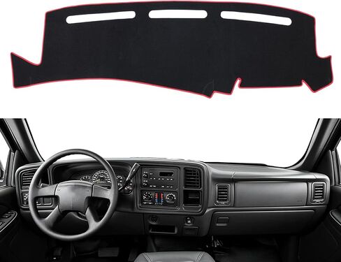 TANDI Dash Cover Mat Fit for Chevy Chevrolet Silverado and GMC Sierra 1999-2007 1500 2500HD 3500HD Dashboar Cover (Dacron (Black+Red Trim), TANDI-SG105) in Saudi Arabia