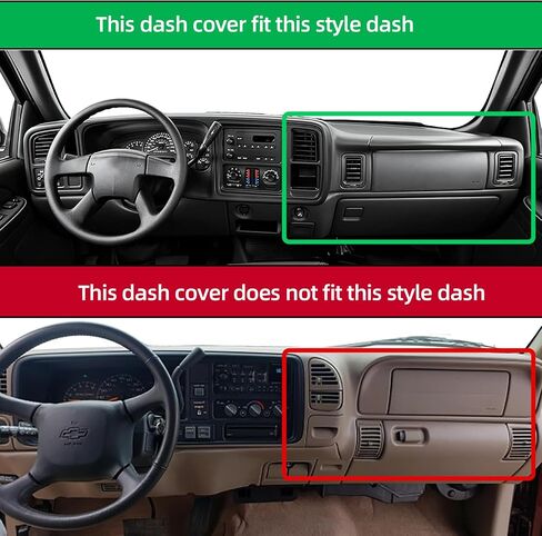 TANDI Dash Cover Mat Fit for Chevy Chevrolet Silverado and GMC Sierra 1999-2007 1500 2500HD 3500HD Dashboar Cover (Dacron (Black+Red Trim), TANDI-SG105) in Saudi Arabia
