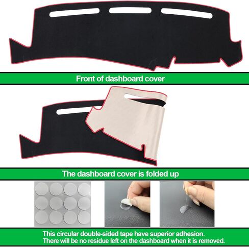 TANDI Dash Cover Mat Fit for Chevy Chevrolet Silverado and GMC Sierra 1999-2007 1500 2500HD 3500HD Dashboar Cover (Dacron (Black+Red Trim), TANDI-SG105) in Saudi Arabia