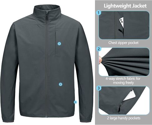 Little Donkey Andy Men's Lightweight Woven Jacket with Windbreak Resistant Sun Protection Softshell Jacket For Runing Hiking in Saudi Arabia