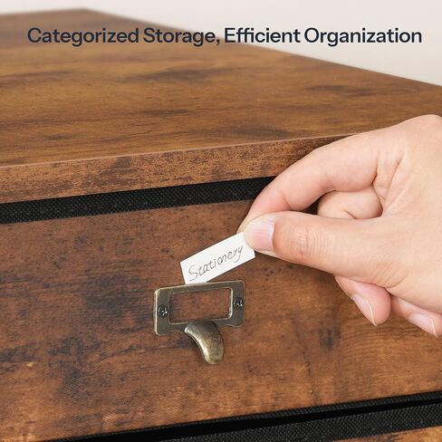HOOBRO 7-Drawer Vertical File Cabinet, Office Cabinet with Drawers, Filing Cabinet for Home Office, with S Hooks and Nameplates, Sturdy Metal Support, Easy Assembly, Rustic Brown and Black BF71WJ01 in Saudi Arabia