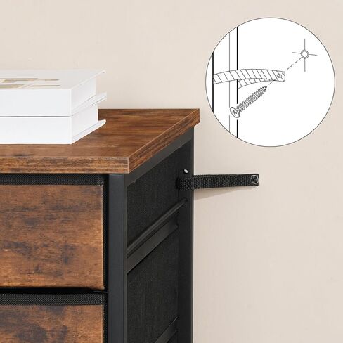 HOOBRO 7-Drawer Vertical File Cabinet, Office Cabinet with Drawers, Filing Cabinet for Home Office, with S Hooks and Nameplates, Sturdy Metal Support, Easy Assembly, Rustic Brown and Black BF71WJ01 in Saudi Arabia
