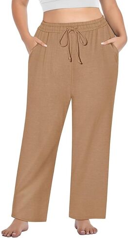 RITERA Plus Size Pants for Women Soft Lounge Joggers Sweatpants Casual Loose Comfy Pajama Drawstring Pant with Pockets XL-5XL in Kuwait