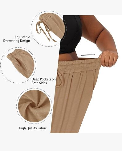 RITERA Plus Size Pants for Women Soft Lounge Joggers Sweatpants Casual Loose Comfy Pajama Drawstring Pant with Pockets XL-5XL in Kuwait