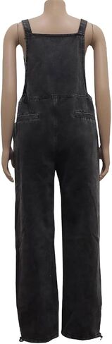Lachmose Womens Overalls Denim Loose Fit Wide Leg Bib Baggy Jeans Jumpsuit Comfy in Kuwait