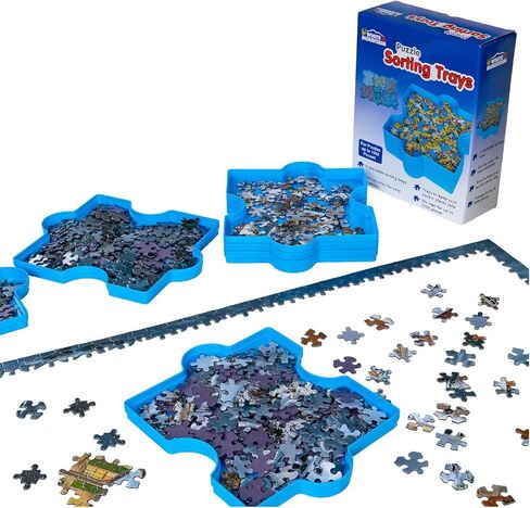 White Mountain Stackable Puzzle Sorting Trays - 6 Plastic Puzzle Shaped Trays, Stores Up to 1000 Jigsaw Puzzle Pieces in Saudi Arabia