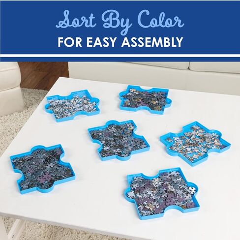 White Mountain Stackable Puzzle Sorting Trays - 6 Plastic Puzzle Shaped Trays, Stores Up to 1000 Jigsaw Puzzle Pieces in Saudi Arabia