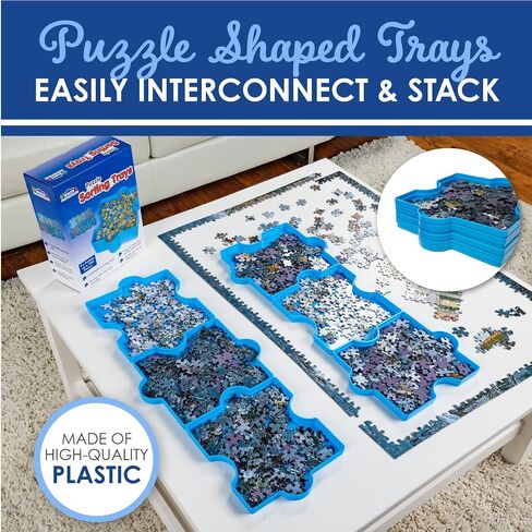 White Mountain Stackable Puzzle Sorting Trays - 6 Plastic Puzzle Shaped Trays, Stores Up to 1000 Jigsaw Puzzle Pieces in Saudi Arabia