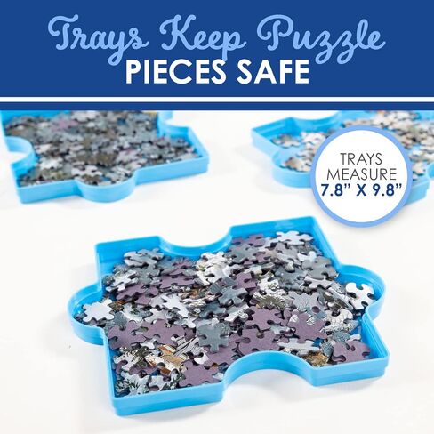 White Mountain Stackable Puzzle Sorting Trays - 6 Plastic Puzzle Shaped Trays, Stores Up to 1000 Jigsaw Puzzle Pieces in Saudi Arabia
