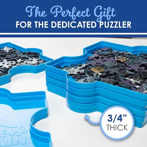 White Mountain Stackable Puzzle Sorting Trays - 6 Plastic Puzzle Shaped Trays, Stores Up to 1000 Jigsaw Puzzle Pieces in Saudi Arabia