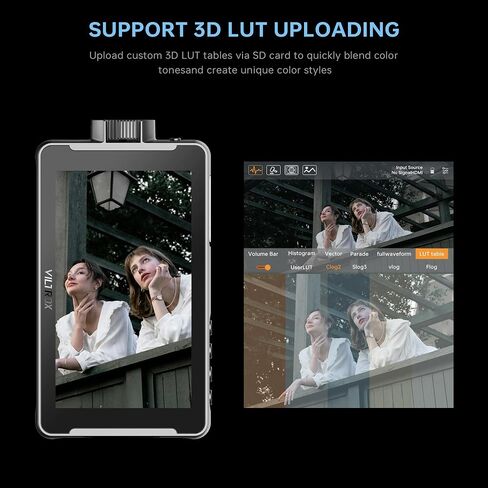 VILTROX DC-V1 5.5 Inch Touchscreen White Camera Field Monitor, 4K HDMI DSLR Camera Monitor with Battery Sunshade Input Output Peaking Focus Assist 3D LUT 160° Wide View Angle DC 12V Type-C 5V in in Saudi Arabia