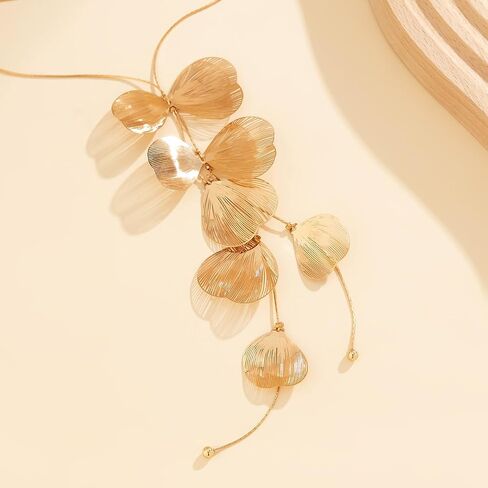 Xerling Bohemian Long Tassel Y Necklaces Ginkgo Leaf Design Necklaces Boho Long Necklace for Women Girls with Earrings in Saudi Arabia