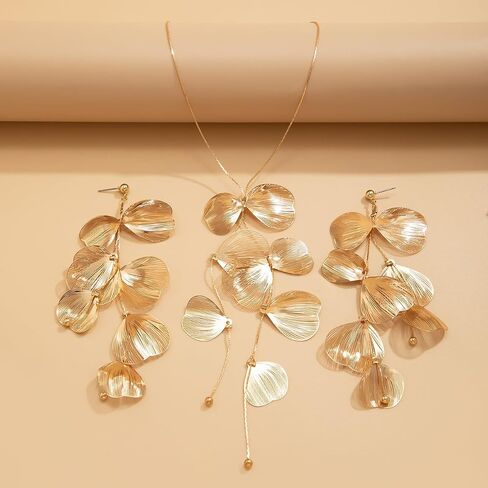 Xerling Bohemian Long Tassel Y Necklaces Ginkgo Leaf Design Necklaces Boho Long Necklace for Women Girls with Earrings in Saudi Arabia