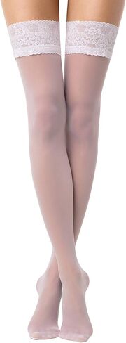 Conte Ultra Fine Sheer Thigh Highs Self-Supported Stockings Silicone Lace Top Stay Ups Class 12 Den in Saudi Arabia