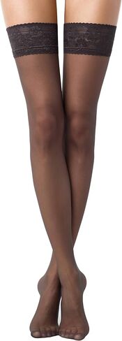 Conte Ultra Fine Sheer Thigh Highs Self-Supported Stockings Silicone Lace Top Stay Ups Class 12 Den in Saudi Arabia