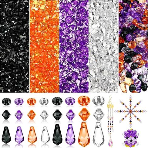 2880 Pcs Halloween Beads Bulk, Halloween Crystal Beads for Bracelets Necklace Jewelry Making, Small Faceted Acrylic Beads for Halloween DIY Crafts Ornament Decoration, Halloween Colors in Saudi Arabia
