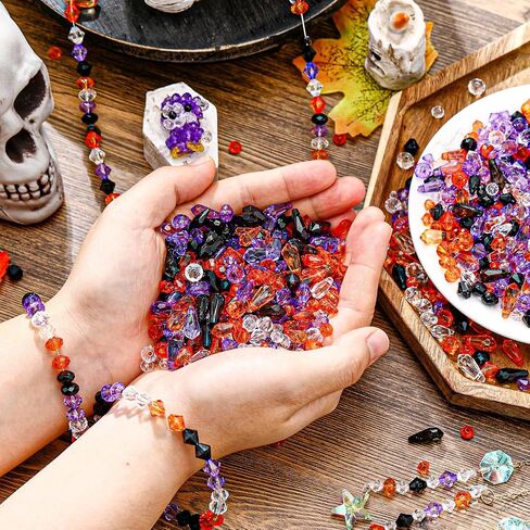 2880 Pcs Halloween Beads Bulk, Halloween Crystal Beads for Bracelets Necklace Jewelry Making, Small Faceted Acrylic Beads for Halloween DIY Crafts Ornament Decoration, Halloween Colors in Saudi Arabia