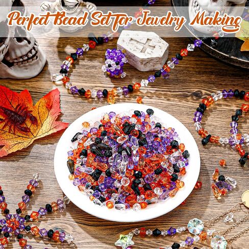 2880 Pcs Halloween Beads Bulk, Halloween Crystal Beads for Bracelets Necklace Jewelry Making, Small Faceted Acrylic Beads for Halloween DIY Crafts Ornament Decoration, Halloween Colors in Saudi Arabia
