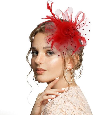 Tea Party Hats for Women Flower Mesh Ribbons Feathers Clip Kentucky Derby Headdress Headband Hair Clip for Wedding in Saudi Arabia