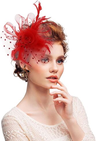 Tea Party Hats for Women Flower Mesh Ribbons Feathers Clip Kentucky Derby Headdress Headband Hair Clip for Wedding in Saudi Arabia
