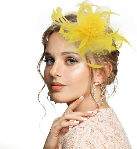 Tea Party Hats for Women Flower Mesh Ribbons Feathers Clip Kentucky Derby Headdress Headband Hair Clip for Wedding in Saudi Arabia