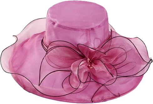 Wide Brim Organza Hat Dress Hat for Women Lady Tea Party Kentucky Derby Noble Church Wedding Cap in Kuwait