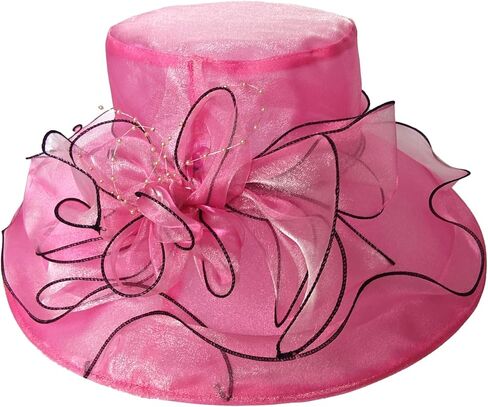 Wide Brim Organza Hat Dress Hat for Women Lady Tea Party Kentucky Derby Noble Church Wedding Cap in Kuwait