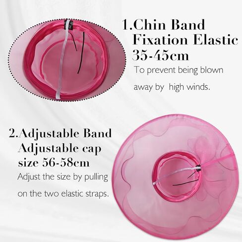 Wide Brim Organza Hat Dress Hat for Women Lady Tea Party Kentucky Derby Noble Church Wedding Cap in Kuwait
