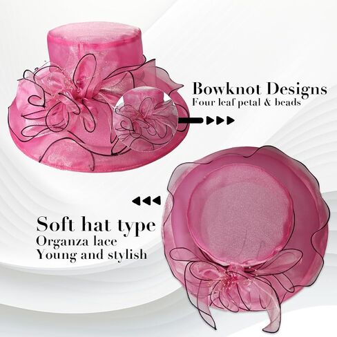 Wide Brim Organza Hat Dress Hat for Women Lady Tea Party Kentucky Derby Noble Church Wedding Cap in Kuwait