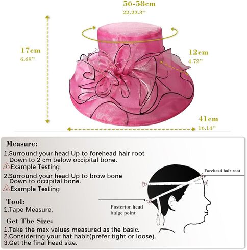 Wide Brim Organza Hat Dress Hat for Women Lady Tea Party Kentucky Derby Noble Church Wedding Cap in Kuwait