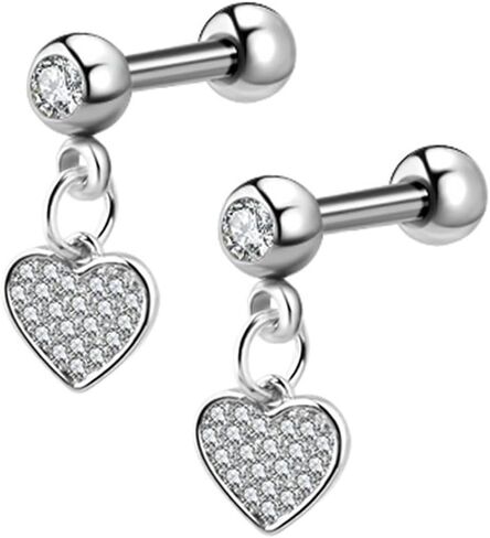 1 Pair 16G Cartilage Stud Earrings for Women Surgical Steel Helix Earrings Dangle Moon Star Butterfly Heart Cross CZ Hypoallergenic Tragus Couch Helix Piercing Jewelry in Kuwait